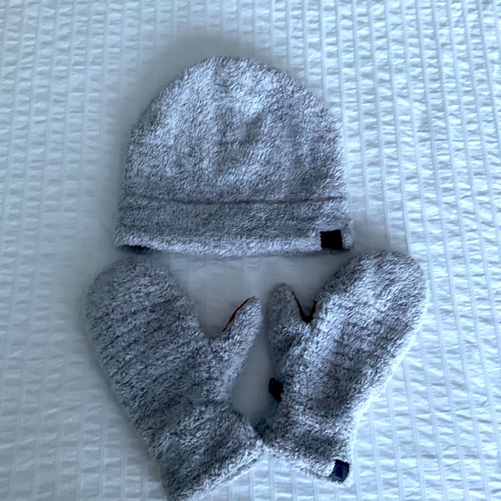 LL.Bean Fleece Hat and Mitten Set Gray